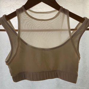 Oak White Mesh Sports Bra